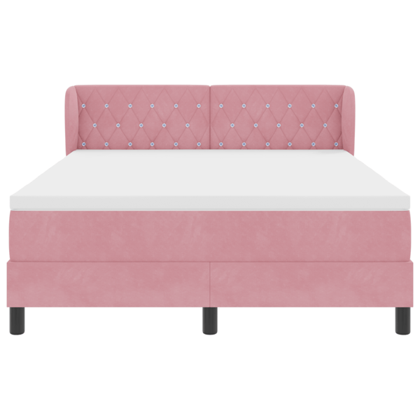 Bäddfjäder med huvudgavel Rosa 140 x 190 cm Sammet