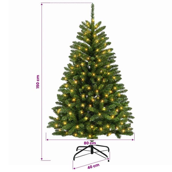 Plast Hingad Julgran 150 cm 150 LED-lampor Varmvit PVC Ljusgrön