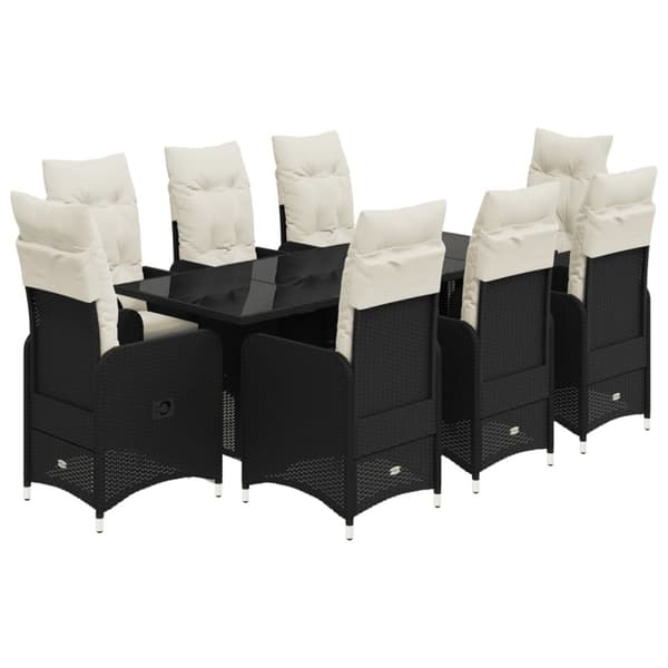 Caféset med dynor 9 delar konstrotting svart