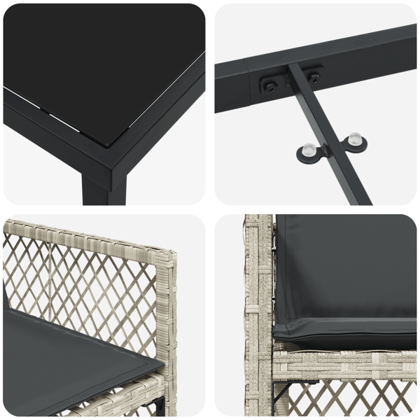 Trädgårdsmöbelset 9 pcs Ljusgrå konstrotting