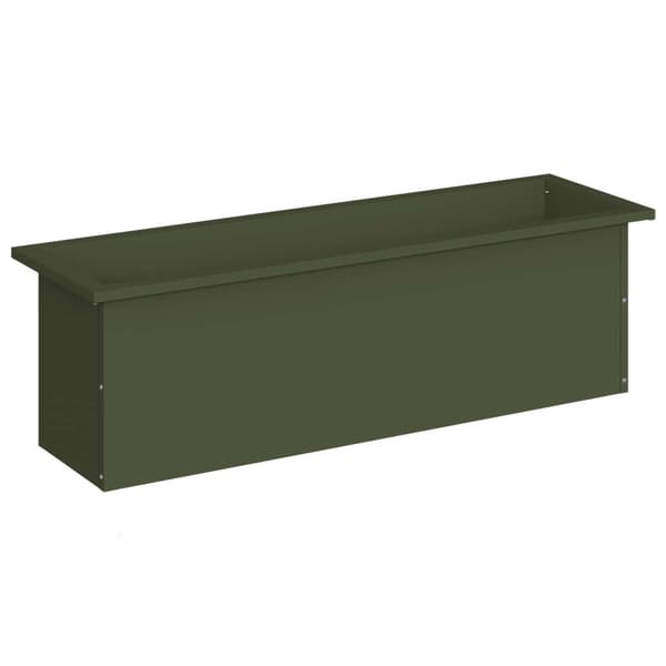 Odlingslåda med LED Olivgrön 30 x 100 x 30 cm Stål