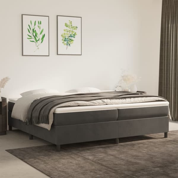 Boxspring-sängram mörkgrå 200x200 cm sammet