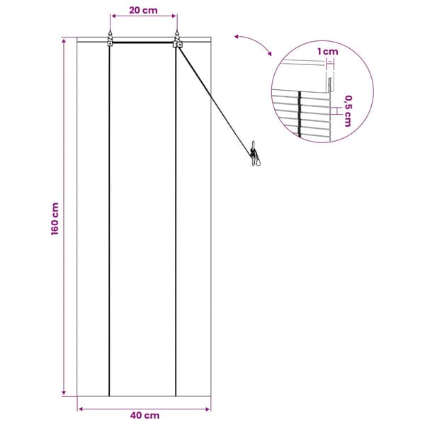 Rullgardin Naturlig 40 x 160 cm Bambu