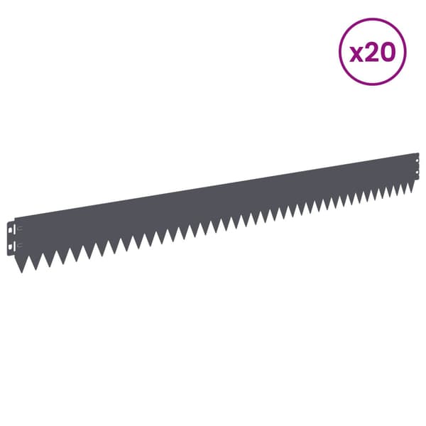 Kant för gräsmatta 20 pcs 103 x 10 cm Stål Antracit