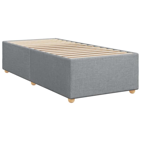 Ramsäng med madrass ljusgrå 90x200 cm tyg