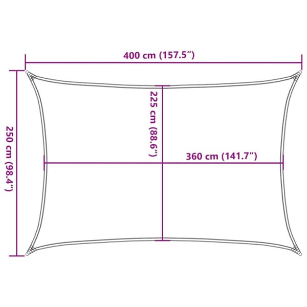 Solsegel 160 g/m² rektangulär sand 2,5x4 m HDPE