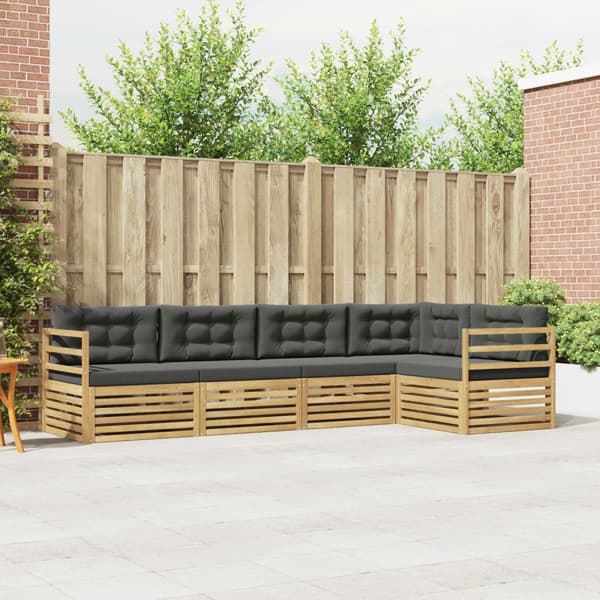 Utomhussoffset med kudde 5 pcs Vit och antracit Polyester