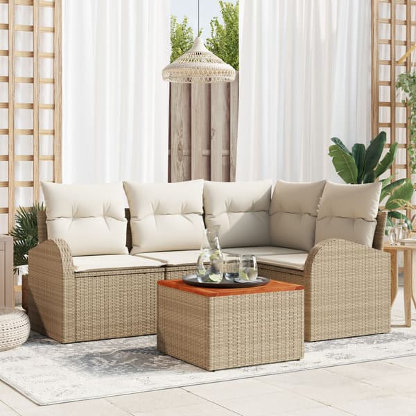 Trädgårdsoffset 5 st Beige och gräddfärgad konstrotting