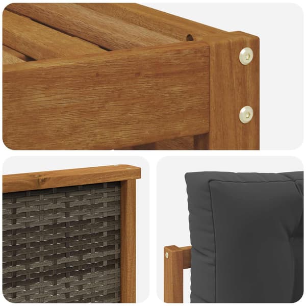 Utomhussoffset med kudde 7 pcs Naturlig och Antracit