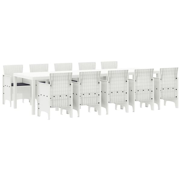 Trädgårdsmöbelset 11 pcs Vit Poly rattan och Aluminium