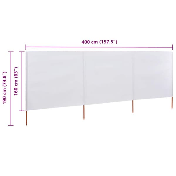 Vindskydd 3 paneler tyg 400x160 cm sandvit
