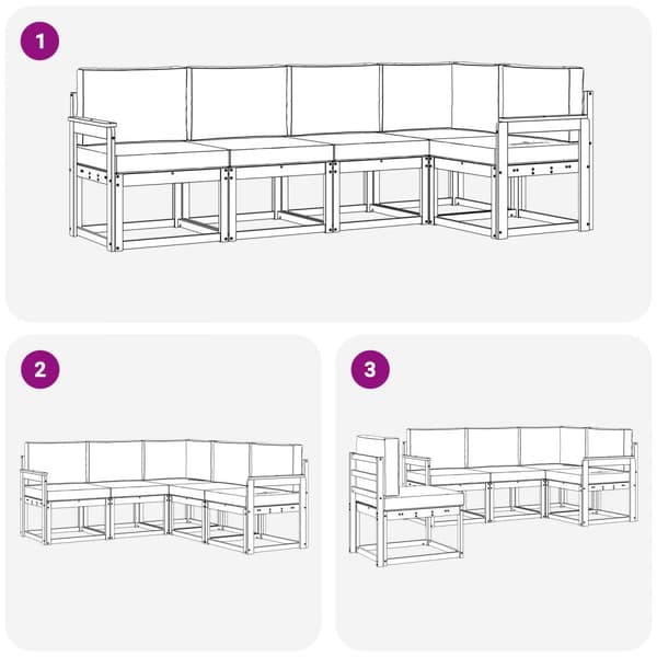 Utomhussoffset med kudde 5 pcs Vit och Beige