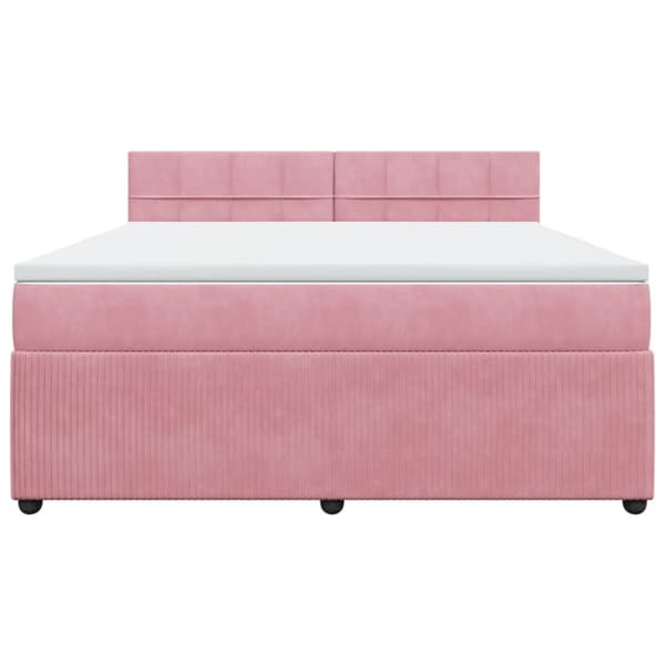 Ramsäng med madrass rosa 180x200 cm sammet