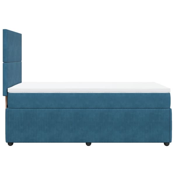 Ramsäng med madrass mörkblå 100x200 cm sammet
