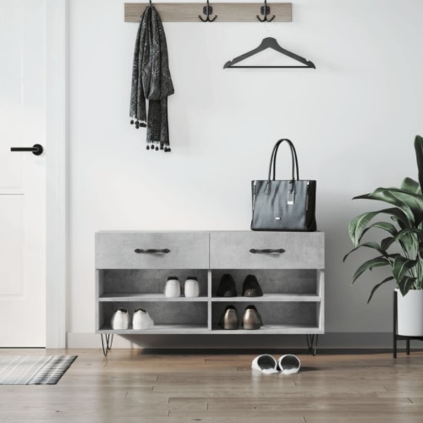 Skobänk betonggrå 102x35x55 cm konstruerat trä
