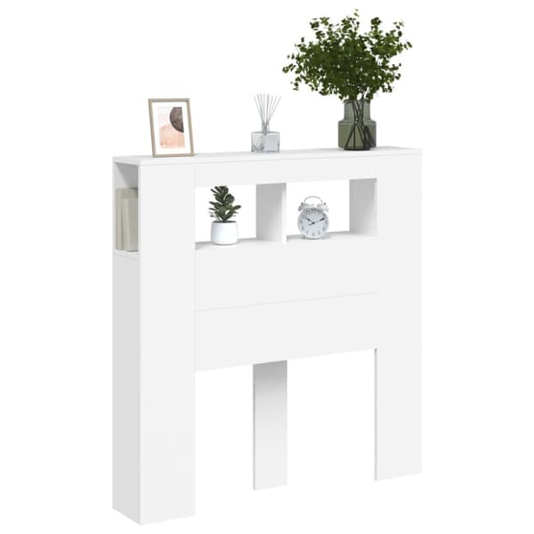 Sänggavel LED vit 100x18,5x103,5 cm konstruerat trä