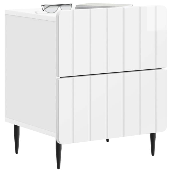 Nattduksbord med låda 2 pcs Vit högglans 43 x 34,5 x 49,5 cm