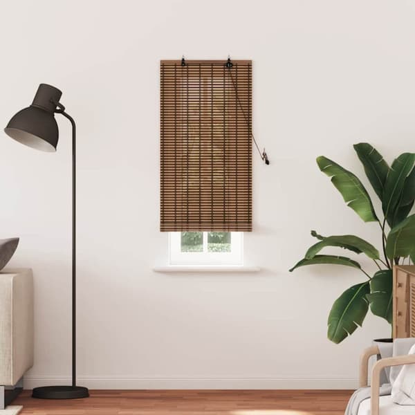 Rullgardin med gardiner Brun 60 x 220 cm Bambu