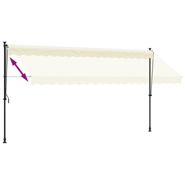 Markis infällbar gräddvit 400x150 cm tyg och stål