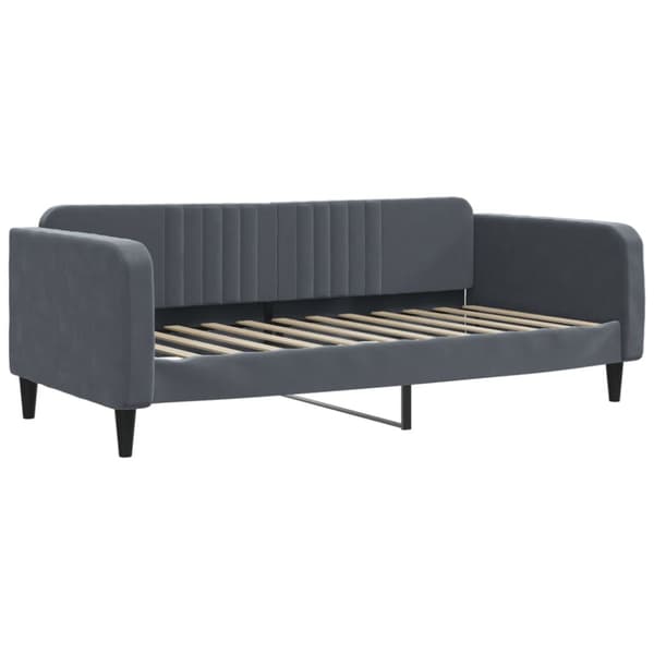 Dagbädd utdragbar med madrasser mörkgrå 90x200 cm sammet