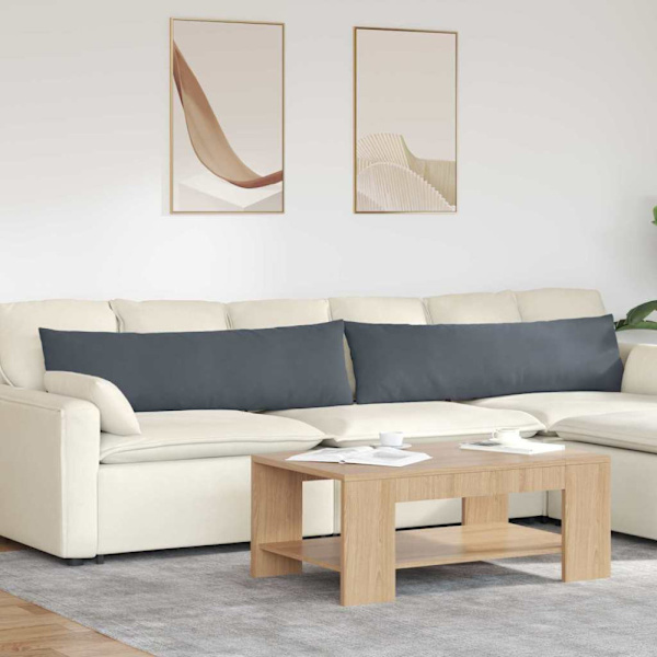 Sofakuddar 2 pcs Mörkgrå 145 x 40 cm Kordread tyg