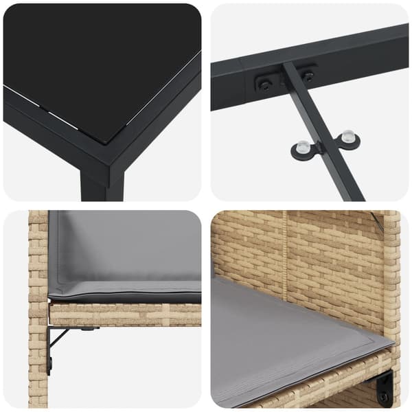 Trädgårdsmöbelset med kudde 5 pcs Beige konstrotting