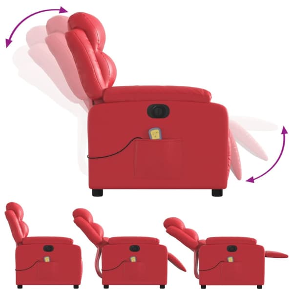 Elektrisk massagefåtölj röd konstläder