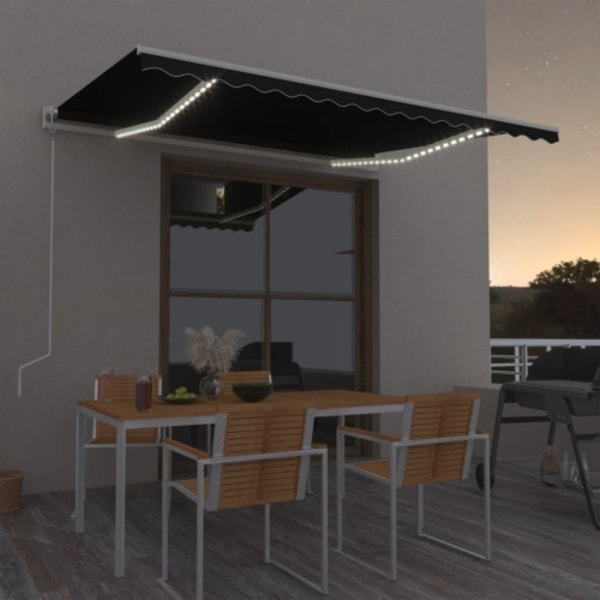 Automatisk markis med vindsensor & LED 450x300 cm antracit