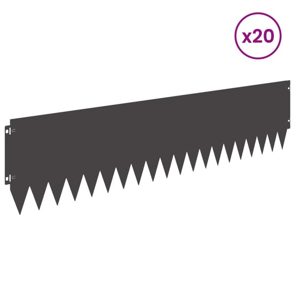 Kant för gräsmatta 20 pcs 103 x 25 cm Stål Svart