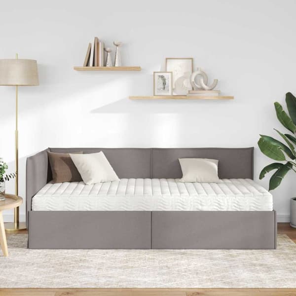 Hörn Sängram med Madrass 2 st Taupe 90 x 190 cm Sammet