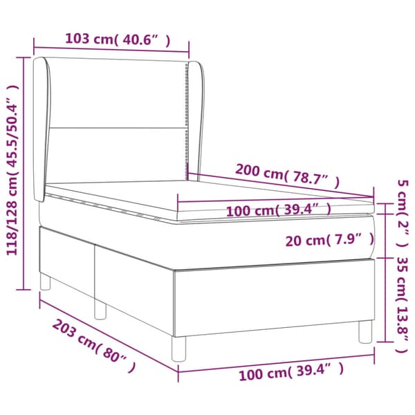 Ramsäng med madrass svart 100x200 cm tyg