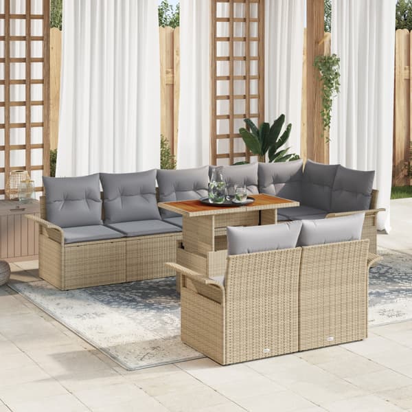 Trädgårdsoffset 9 st Beige Poly rattan