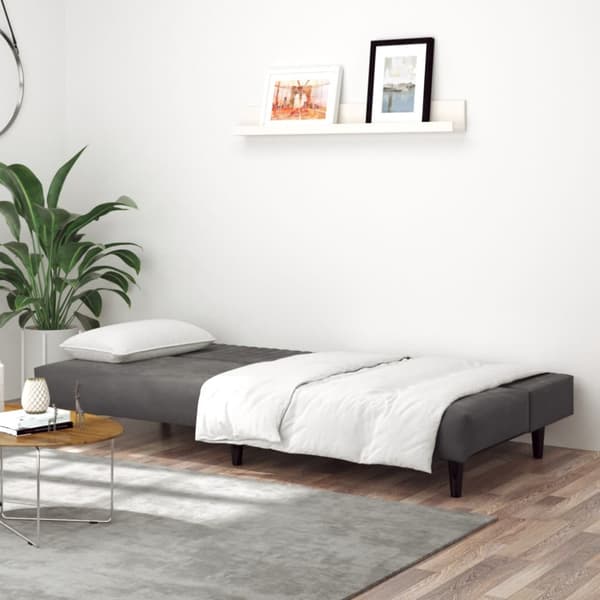 Bäddsoffa 2-sits mörkgrå sammet