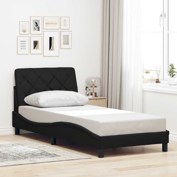 Bed Frame without Mattress Black 90x200 cm Fabric