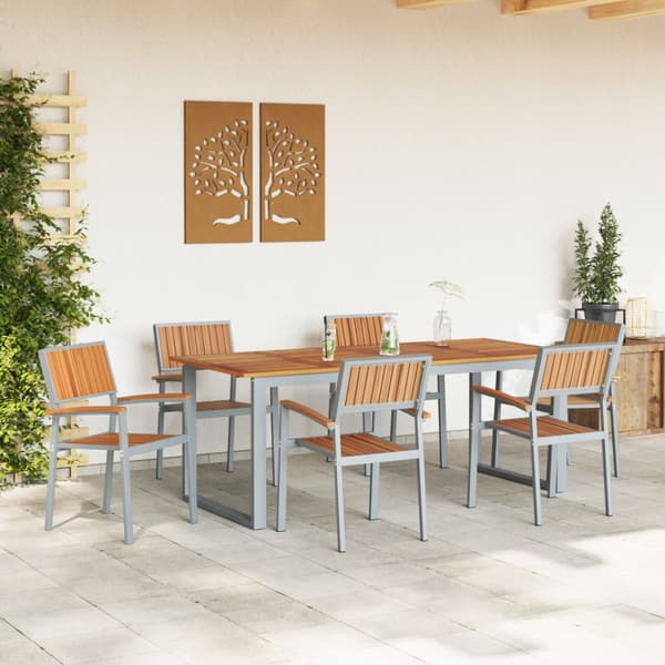Trädgårdsmöbelset 7 pcs Grå Massivt Akaciaträ