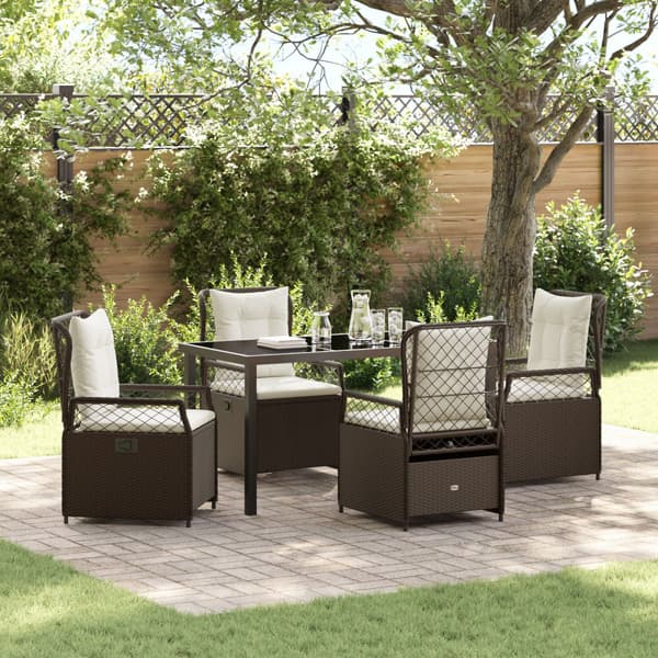 Trädgårdsmöbelset 5 pcs Brun konstrotting