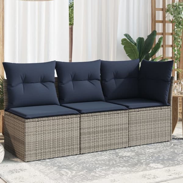 Trädgårdsoffa med kudde Grå 172 x 62 x 69 cm Poly rattan