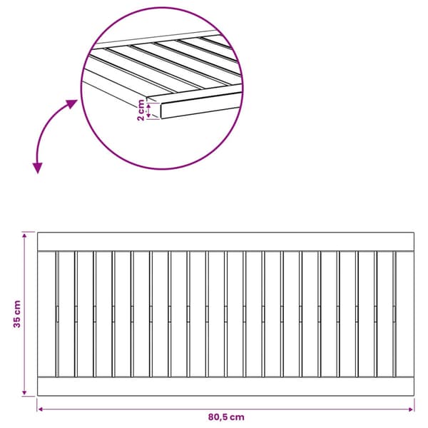 Bordsskiva 80,5 x 35 x 2 cm Rektangulär Massivt Akaciaträ