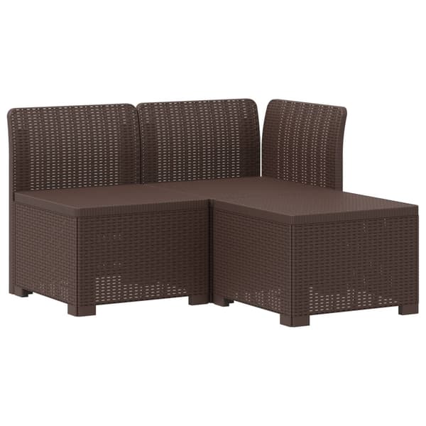3-sits trädgårdsoffa med kuddar Rattan-look PP Brun