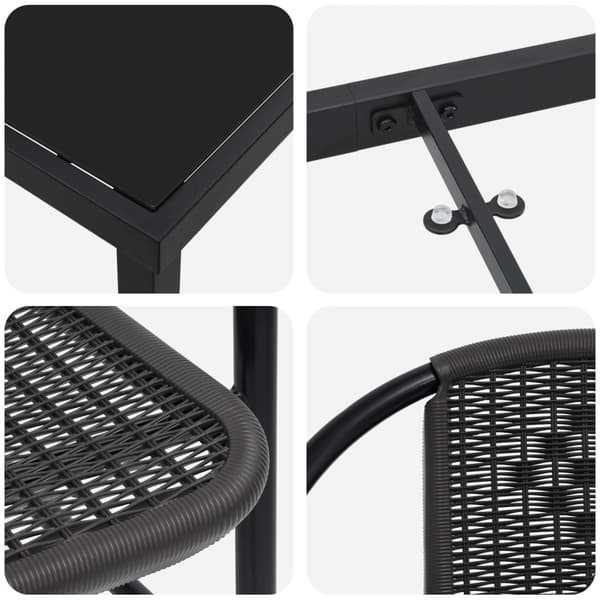 Trädgårdsmöbelset 7 pcs Svart Pulverlackerat stål