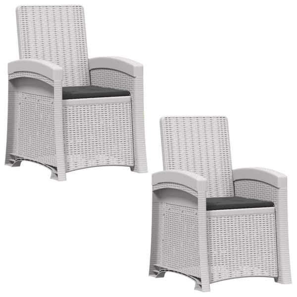 Reclining gardenstol i rottinglook 2 pcs Vit och antracit PP