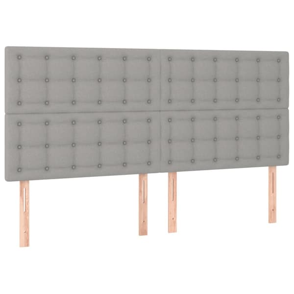 Ramsäng med madrass & LED ljusgrå 200x200 cm tyg