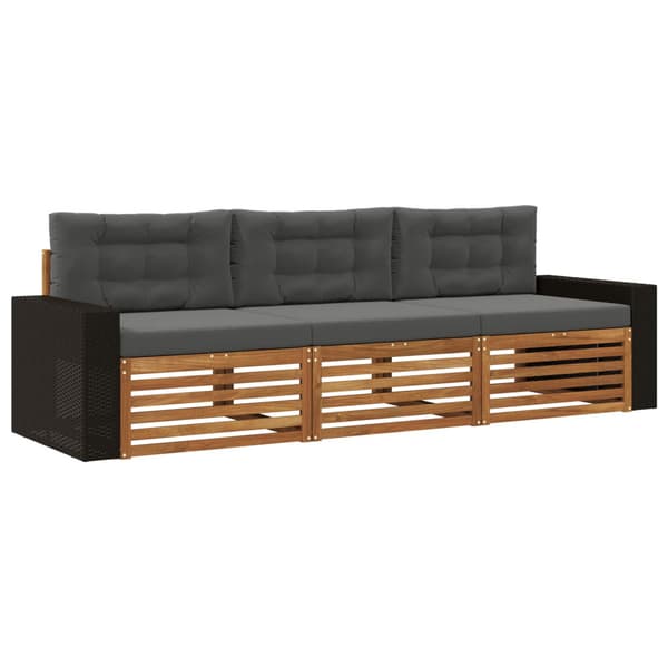 Utomhussoffset med kudde 3 pcs Naturlig och Antracit Polyester