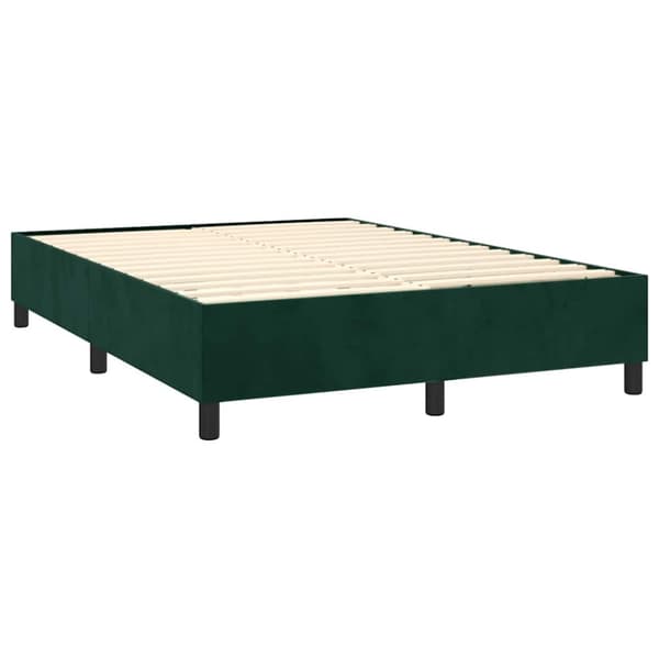 Ramsäng med madrass mörkgrön 140x190 cm sammet