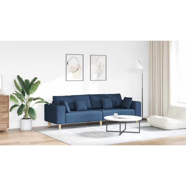 Soffa med kudde Blå 250 x 77 x 76 cm tyg