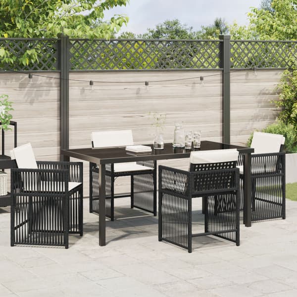 Trädgårdsmöbelset 5 pcs Svart konstrotting