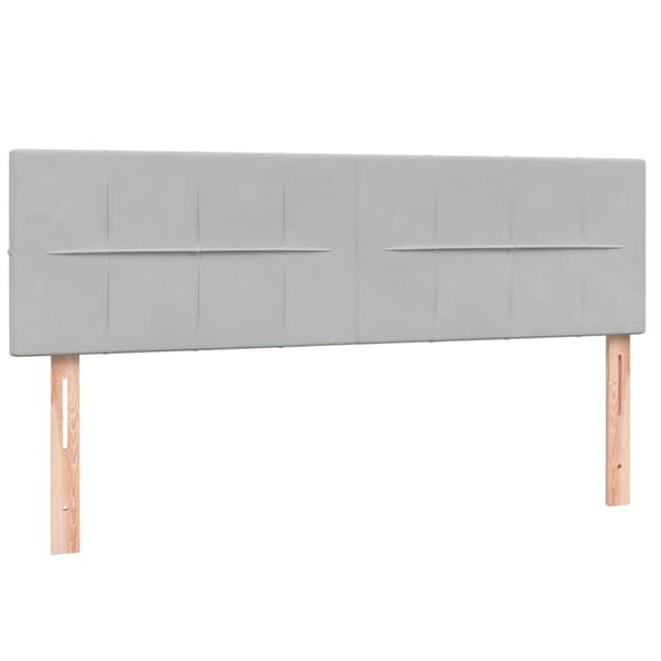 Ramsäng med madrass ljusgrå 160x220 cm sammet