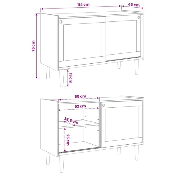 Sideboard BILBAO Mörk karamell 114 x 45 x 75 cm