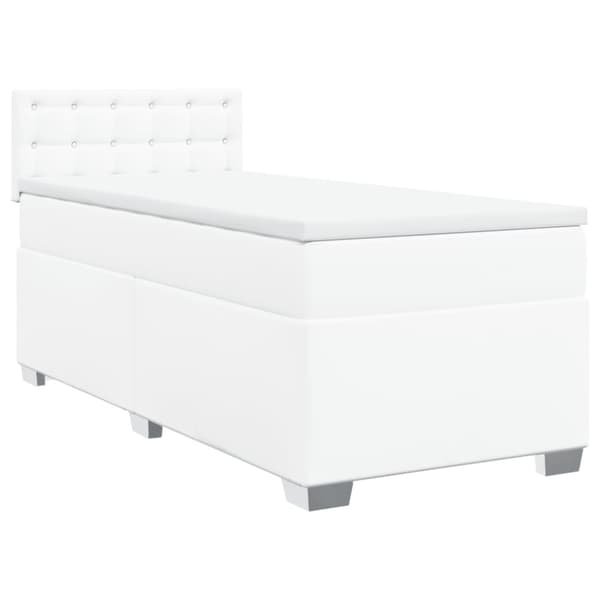 Ramsäng med madrass vit 90x200 cm konstläder