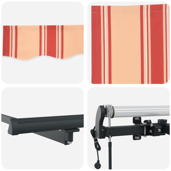 Elektrisk Markis 4 x 3 m Gul- och orangerandig 100% Polyester